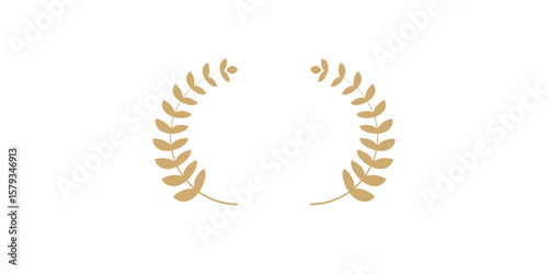 Golden Laurel Wreath. Award, winner, achievement, emblem. Wheat ears icon. Vector illustration