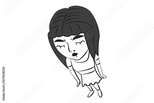 The girl with her eyes closed