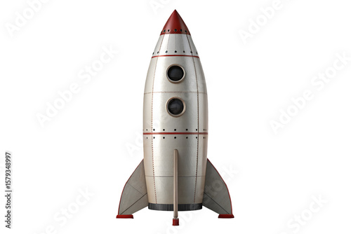 Vintage space rocket isolated on transparent background ideal for retro sci-fi design elements