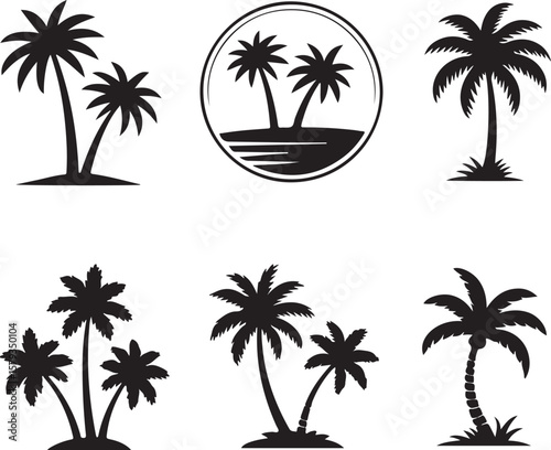 Pulm Tree silhouette bundle vector illustration