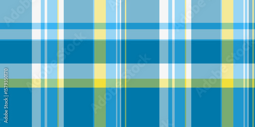 Vibrant teal, yellow, and white plaid pattern. Perfect for textile design, website backgrounds, or fashion projects.  A cheerful, summery design with a clean, modern aesthetic.