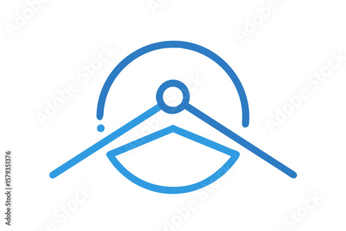 Abstract Blue Rounded Compass Needle Icon Vector Graphic