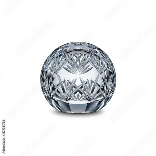 Sparkling Crystal Ball Elegant Cut Glass Sphere DiamondFaced Paperweight Decor