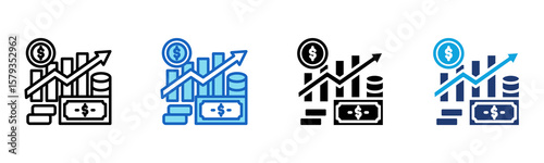Increase Profit icon Multi Style Vector Illustration