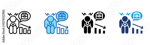 Unemployment icon Multi Style Vector Illustration