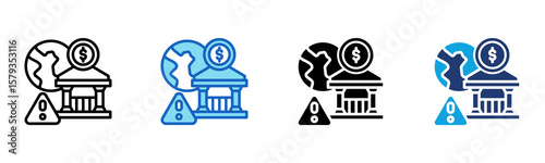 Financial Meltdown icon Multi Style Vector Illustration