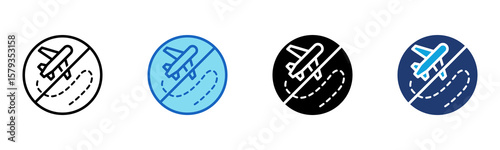Airplane Stop icon Multi Style Vector Illustration