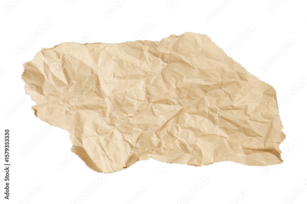 Obraz premium crumpled brown paper texture isolated on white or transparent png