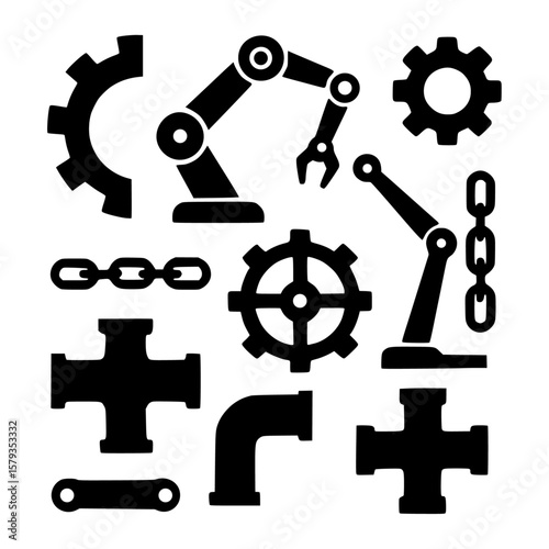 Industrial parts vector icon set