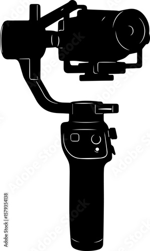 Black Silhouette of a Camera Gimbal Stabilizer with Handle and Controls