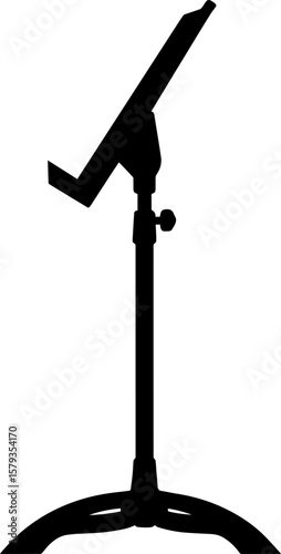 Black Silhouette of a Music Stand with Adjustable Height and Angled Tray