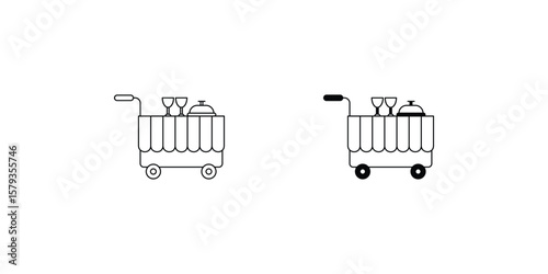room service set icon with white background vector stock illustration