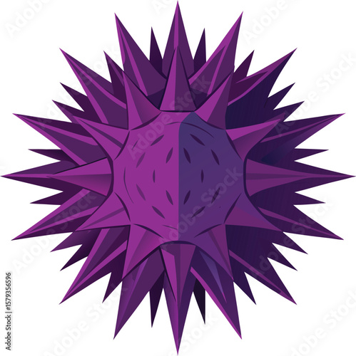 Abstract Purple Spiky Geometric Shape, 3D Render, Modern Design Element for Backgrounds and Textures
