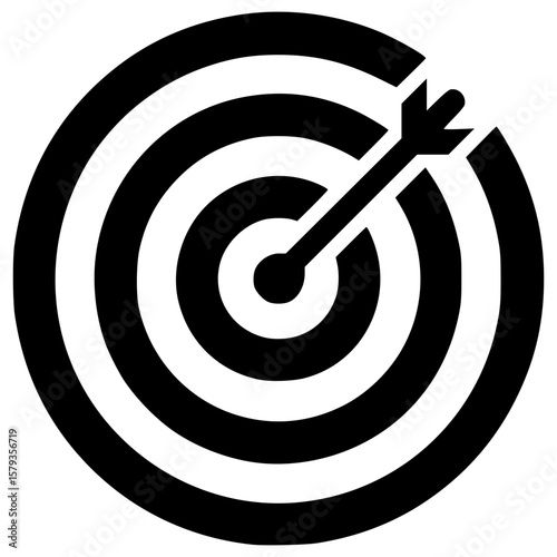 Target icon with arrow in bold circle design for graphic use