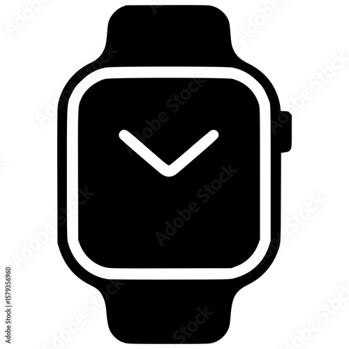 Elegant black vector icon of a modern smartwatch with a simple design