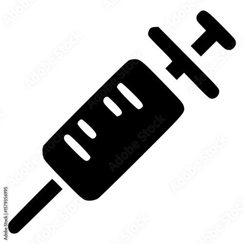 Vector icon of a syringe used in medical settings for vaccinations