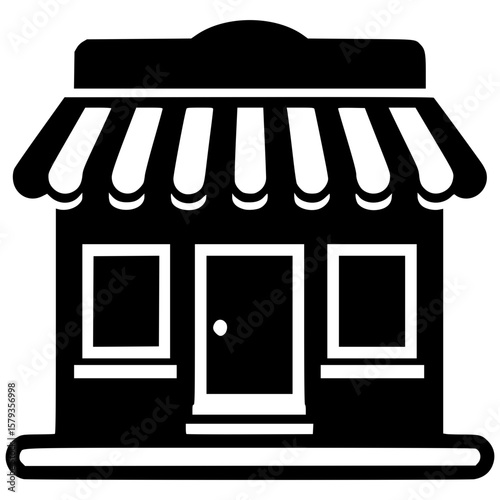 Vector icon of a small storefront with awning design for business