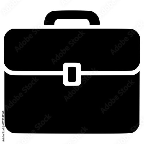 Black briefcase icon suitable for various business applications