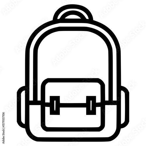 Stylized outline icon of a backpack for various design needs