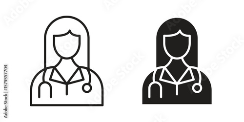 Woman Doctor icons in trendy linear style vector. Vector illustration