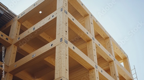 Modern Cross Laminated Timber Structure Under Construction