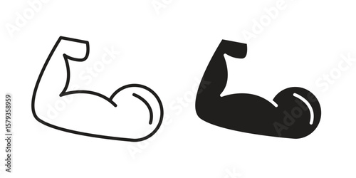 Strong arm icons in trendy linear style vector. Vector illustration