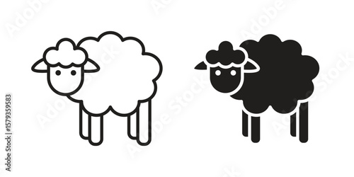 Sheep icons in trendy linear style vector. Vector illustration
