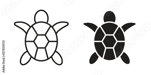 Sea turtle icons in trendy linear style vector. Vector illustration