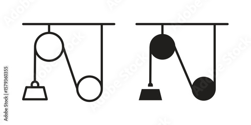 Pulley icons in trendy linear style vector. Vector illustration