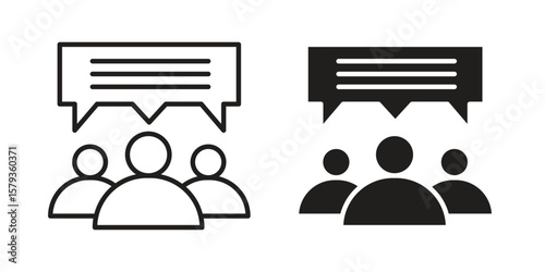 Public opinion icons in trendy linear style vector. Vector illustration