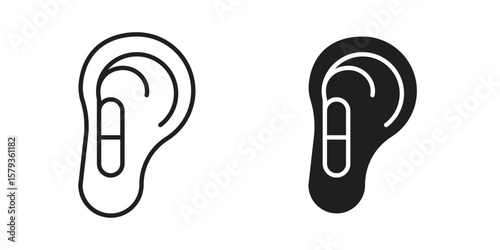 Otitis icons in trendy linear style vector. Vector illustration
