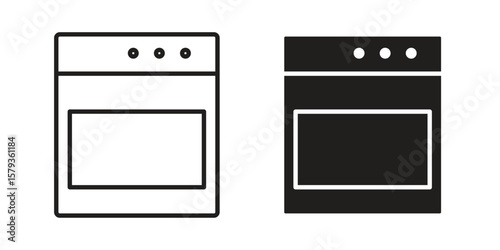 Oven icons in trendy linear style vector. Vector illustration