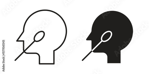 Nasal swab icons in trendy linear style vector. Vector illustration