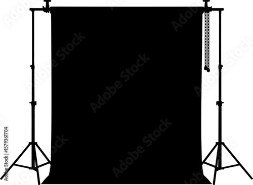 Black Backdrop with Metal Stand and Chain, Photography Studio Equipment