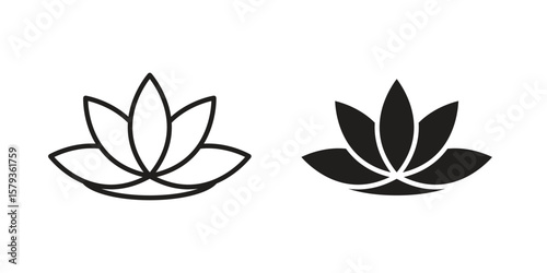 Lotus flower icons in trendy linear style vector. Vector illustration