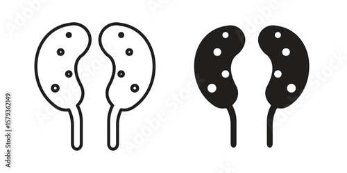 Kidney disease icons in trendy linear style vector. Vector illustration
