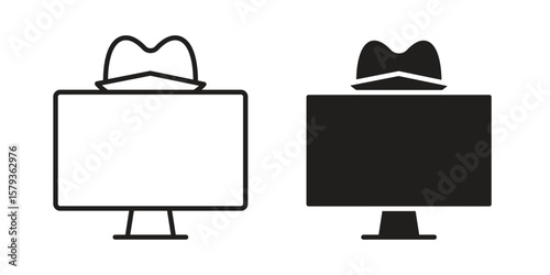 Hacker icons in trendy linear style vector. Vector illustration