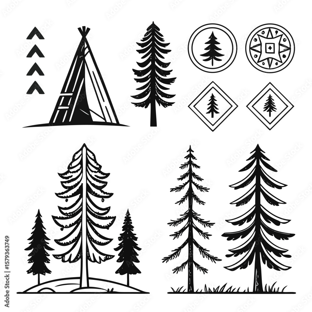 Obraz premium christmas trees collection