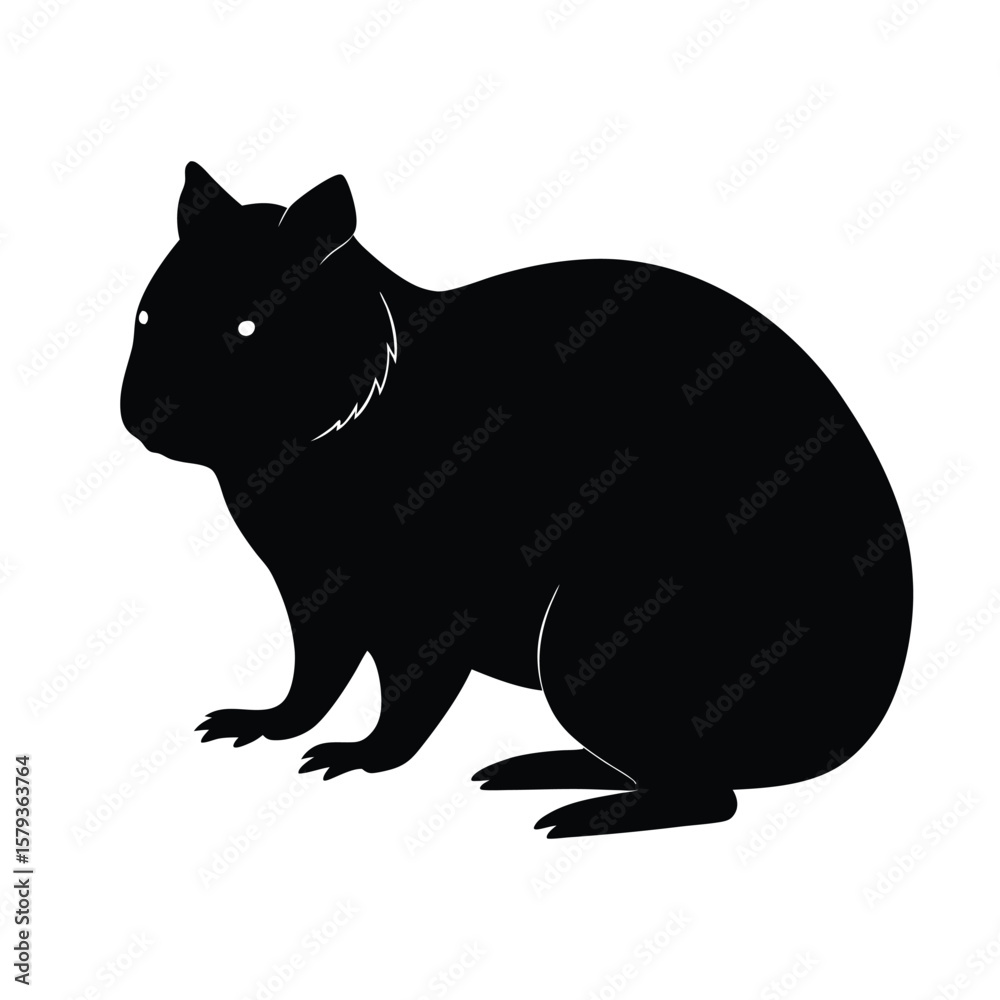 Obraz premium Quokka Standing Silhouette Vector Icon