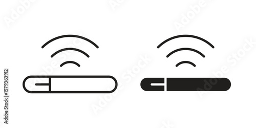 Dog microchip icons in trendy linear style vector. Vector illustration