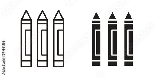 Crayon icons in trendy linear style vector. Vector illustration