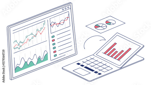 Data analysis business intelligence analytics dashboard chart report presentation and financial growth strategy