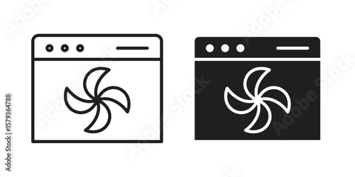 Convection turbofan stove icons in trendy linear style vector. Vector illustration