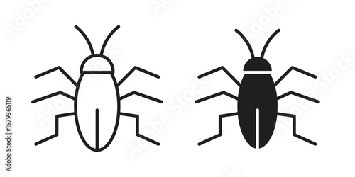 Cockroach icons in trendy linear style vector. Vector illustration