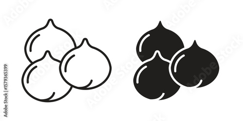 Chickpeas hummus icons in trendy linear style vector. Vector illustration