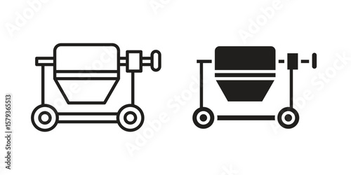 Cement mixer icons in trendy linear style vector. Vector illustration