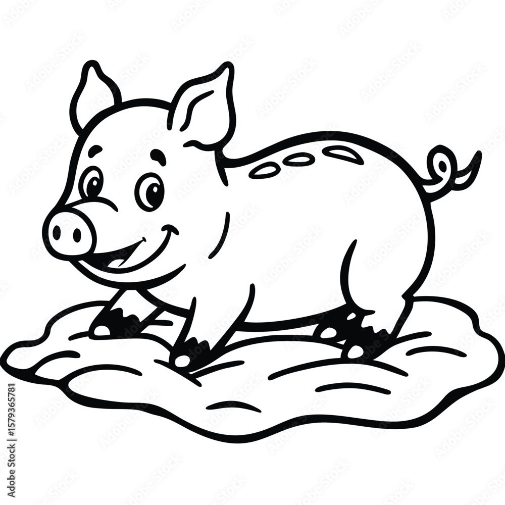 Obraz premium Pig kids coloring page 