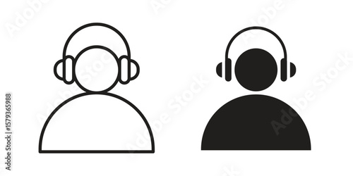 Fotografi Callcenter icons in trendy linear style vector