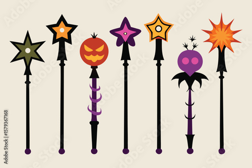 Spooky Halloween Magic Wands A Collection of Whimsical, Spooky Star-Topped Wands