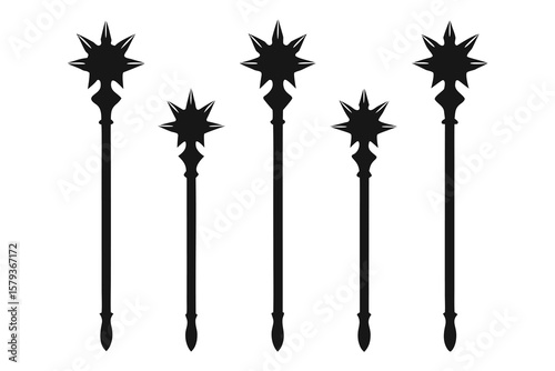 Collection of Medieval Morning Star Weapons Silhouettes
